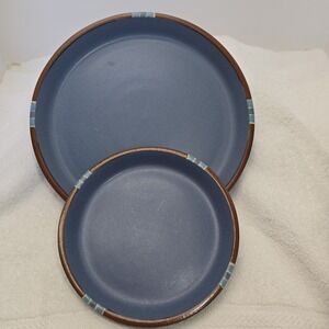 Dansk Mesa Sky Blue Stoneware Ceramic Pottery 10" Dinner Plate & 7" Salad Plate